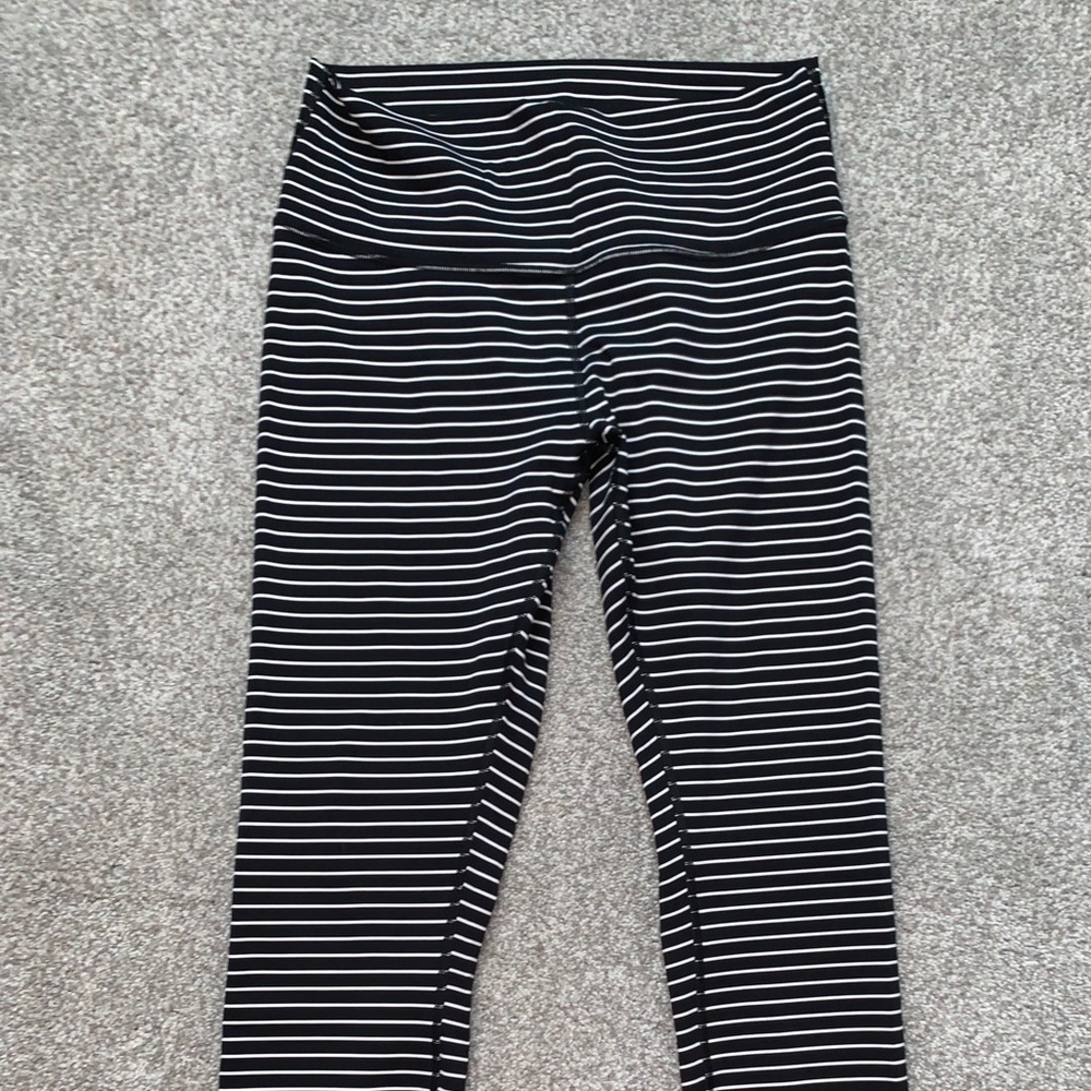 Lululemon black and white striped leggings